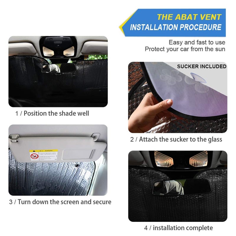 senya Car Windshield Sunshade Butterflies Flowers Purple Pattern, Blocks Sun Visor Protector Foldable Sun Shield Keep Your Vehicle Cool, Fits Windshields of Most Sizes - Image 2